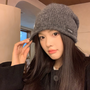 韓系復古標籤毛绒帽