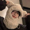 可愛小熊帽圍合一毛绒帽